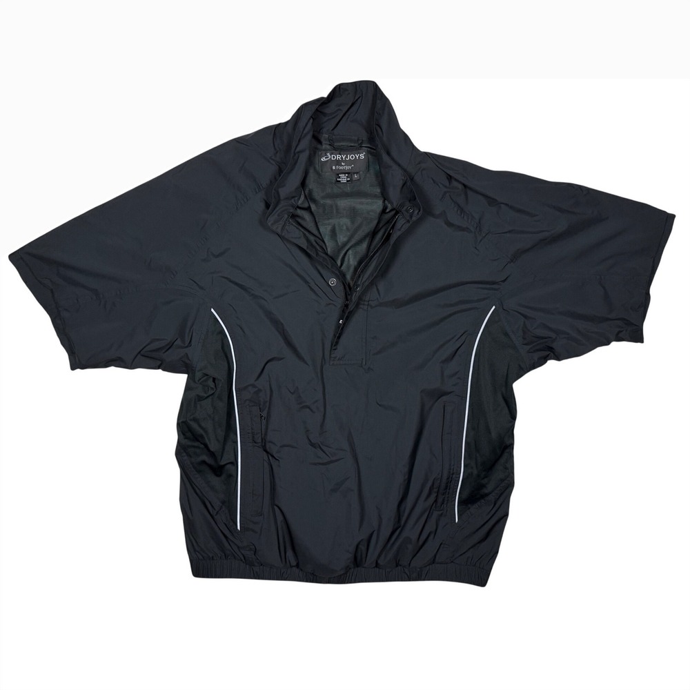 FootJoy DryJoys Mens Black Short Sleeve Golf Rain Pullover Windbreaker Jacket, L